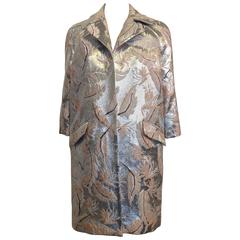 Adam Lippes Silver and Mauve Brocade Coat 8