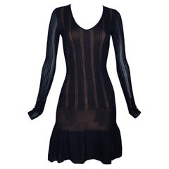 Vintage ALAÏA 1990 black knitted mini dress 