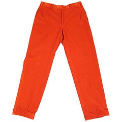 BRIONI Size 32 Orange Corduroy Cuffed Dress Pants