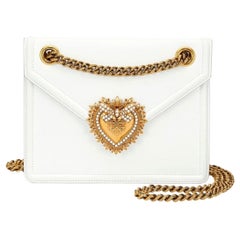 Dolce & Gabbana white calf leather crossbody Devotion bag with gold details