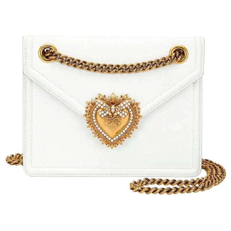0401~Leather Crossbody DEVOTION Bag With Chain And Plaque