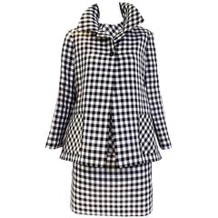 Vintage Bill Blass Black and White Checkered Print 3 pcs ensemble