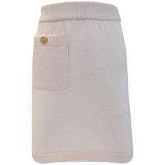 1980s CHANEL Creme Cashmere Mini Skirt