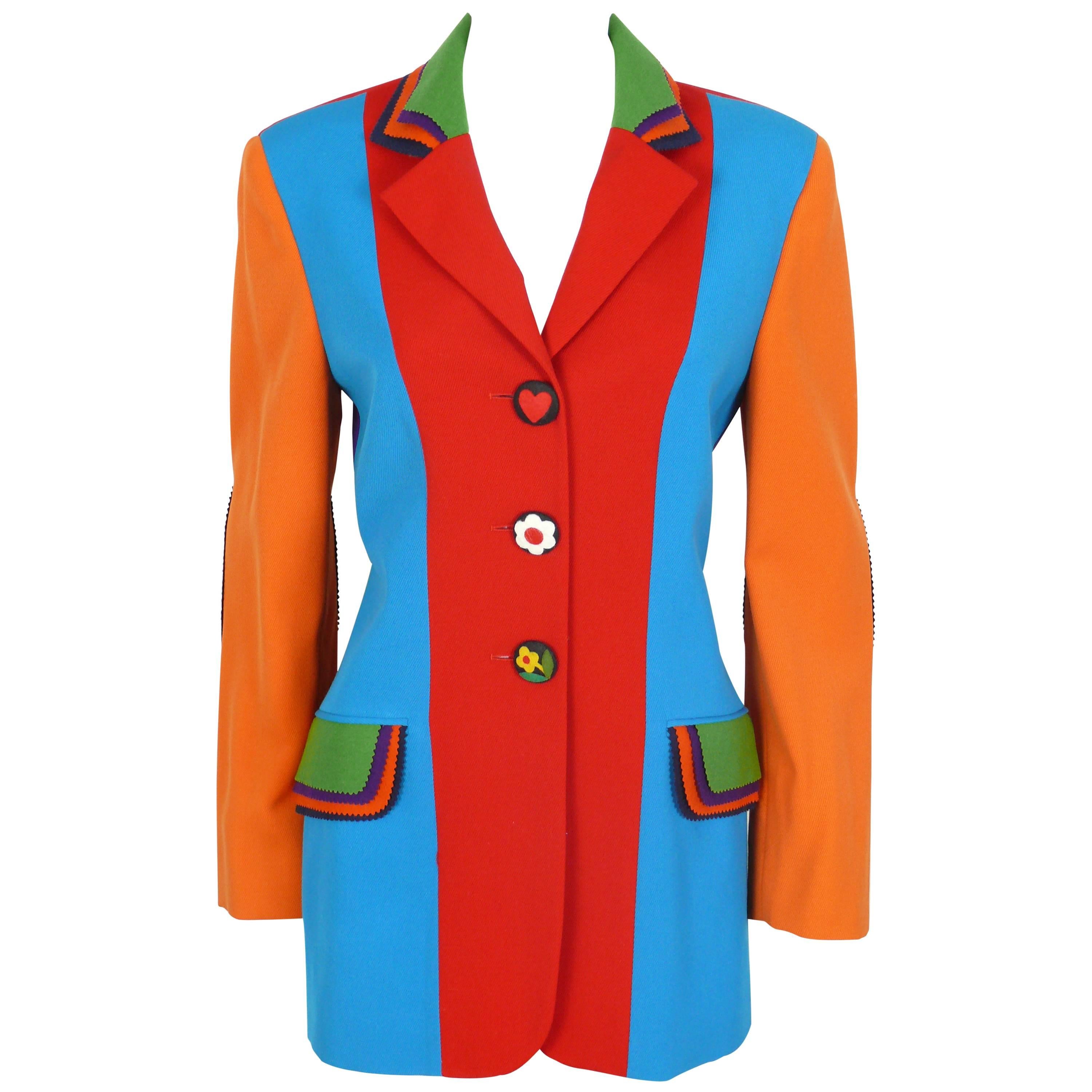 Moschino Vintage Color Blocked Wool Jacket