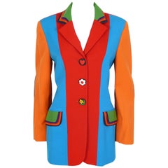 Moschino Vintage Jacke aus Wolle mit Farbblockierung