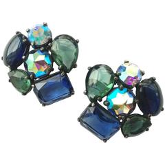 Elsa Schiaparelli large multi stone earrings, 1950s 12