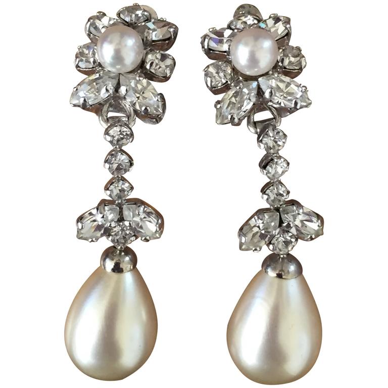 Christian Dior by Grosse Germany Vintage 1960's Pearl Drop Earrings at ...