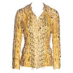 Dolce & Gabbana yellow heavily embellished silk evening jacket, ss 2004