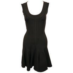 Used 1990's AZZEDINE ALAIA black flared sleeveless dress 