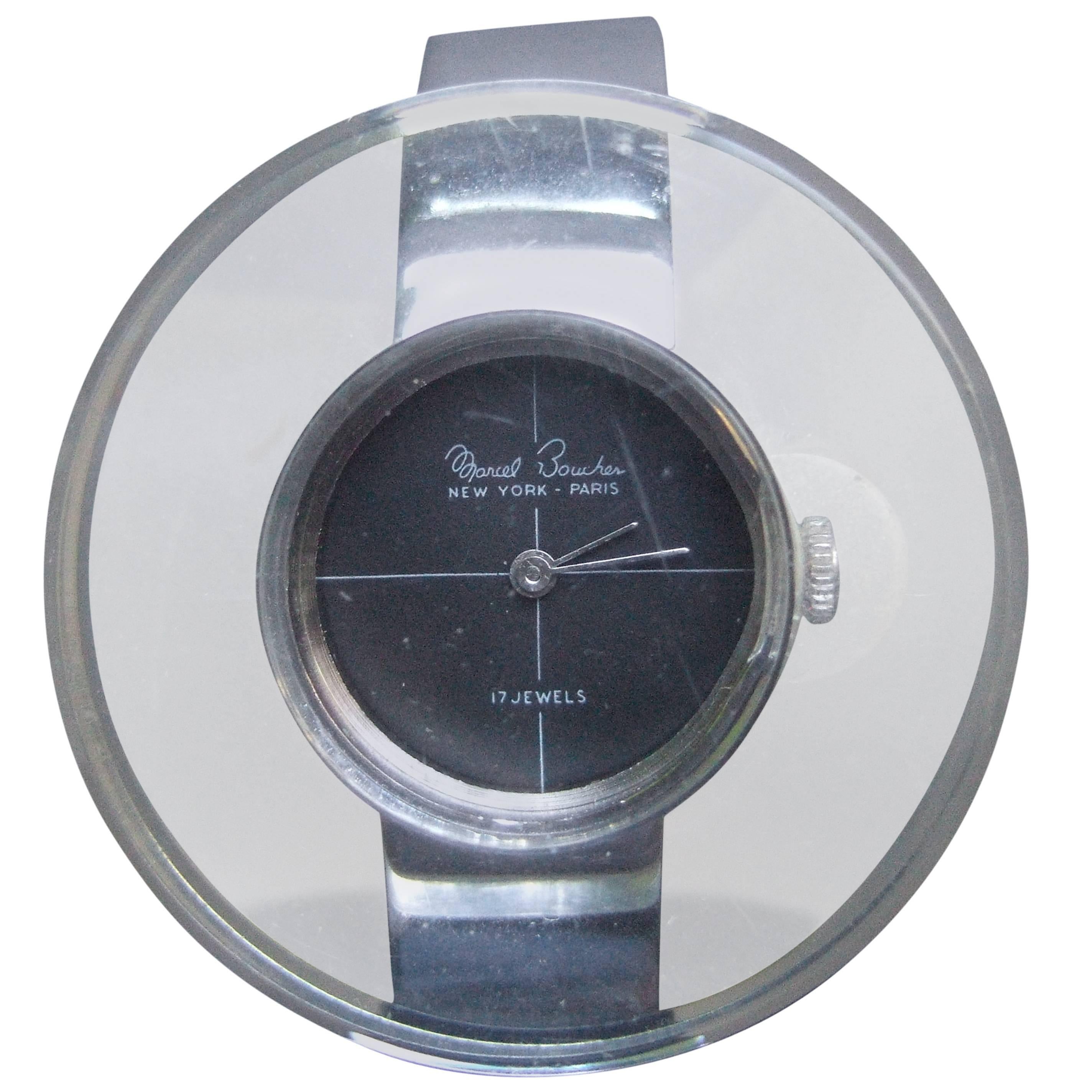Marcel Boucher Mod Lucite Chrome Wrist Watch ca 1970  For Sale