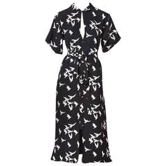 Yves Saint Laurent Crepe Bird Print Dress