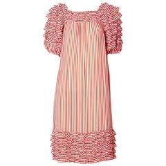 Vintage Guy LaRoche Striped Chiffon Dress With Ruffles