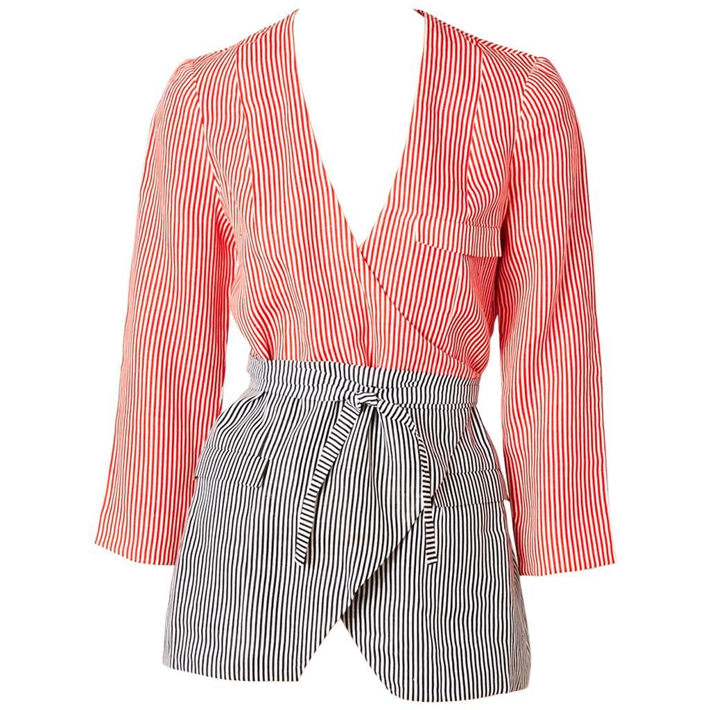 Geoffrey Beene Striped Linen Wrap Jacket at 1stDibs