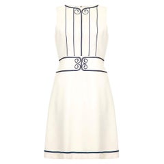 1960s Louis Feraud White Mini Dress With Navy Appliqué