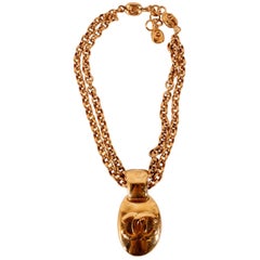 Chanel Chain Necklace 18K Gold Plated with Pendant