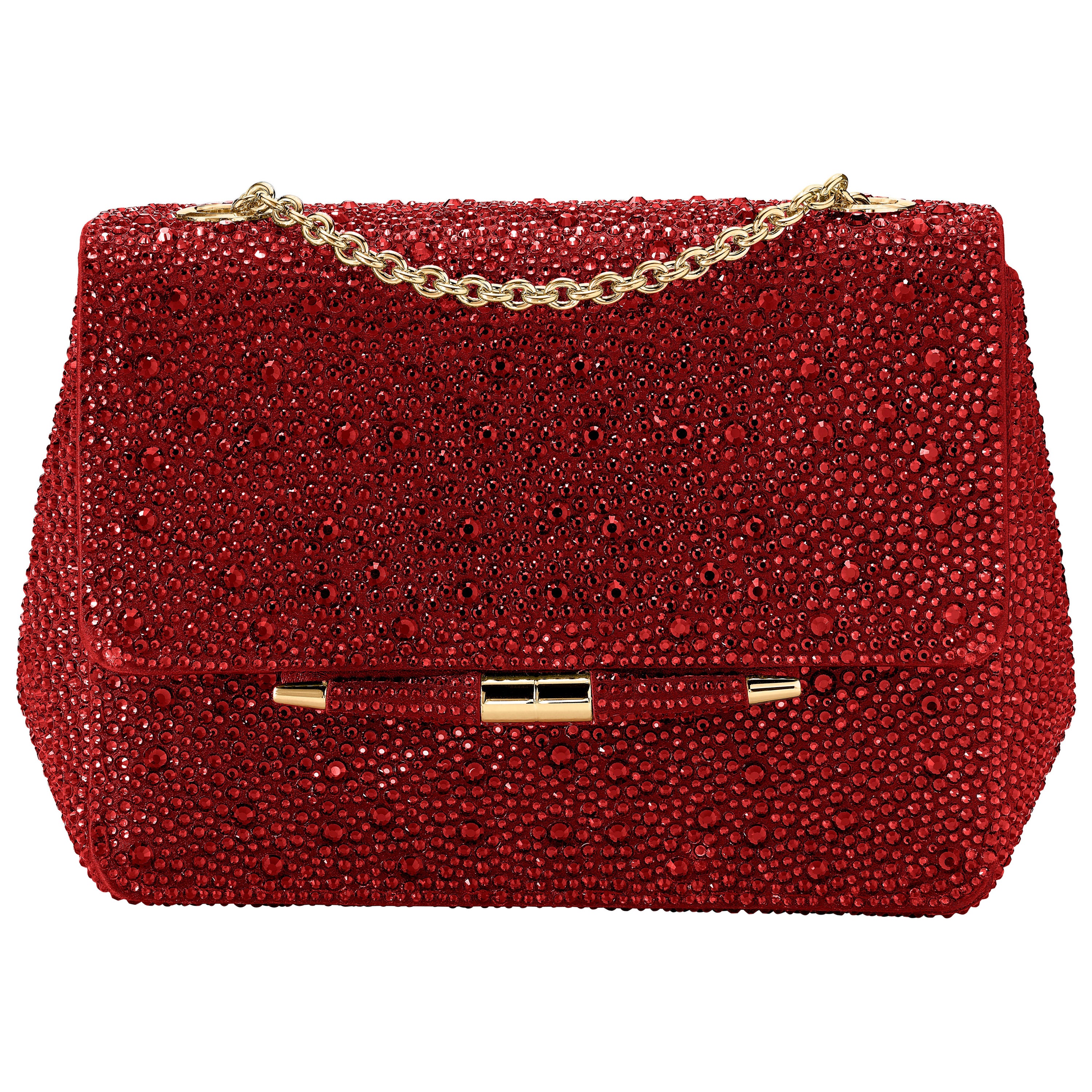 TYLER ELLIS Tiffany Classica Handbag Petite in Red Crystal with Gold Hardware in vendita