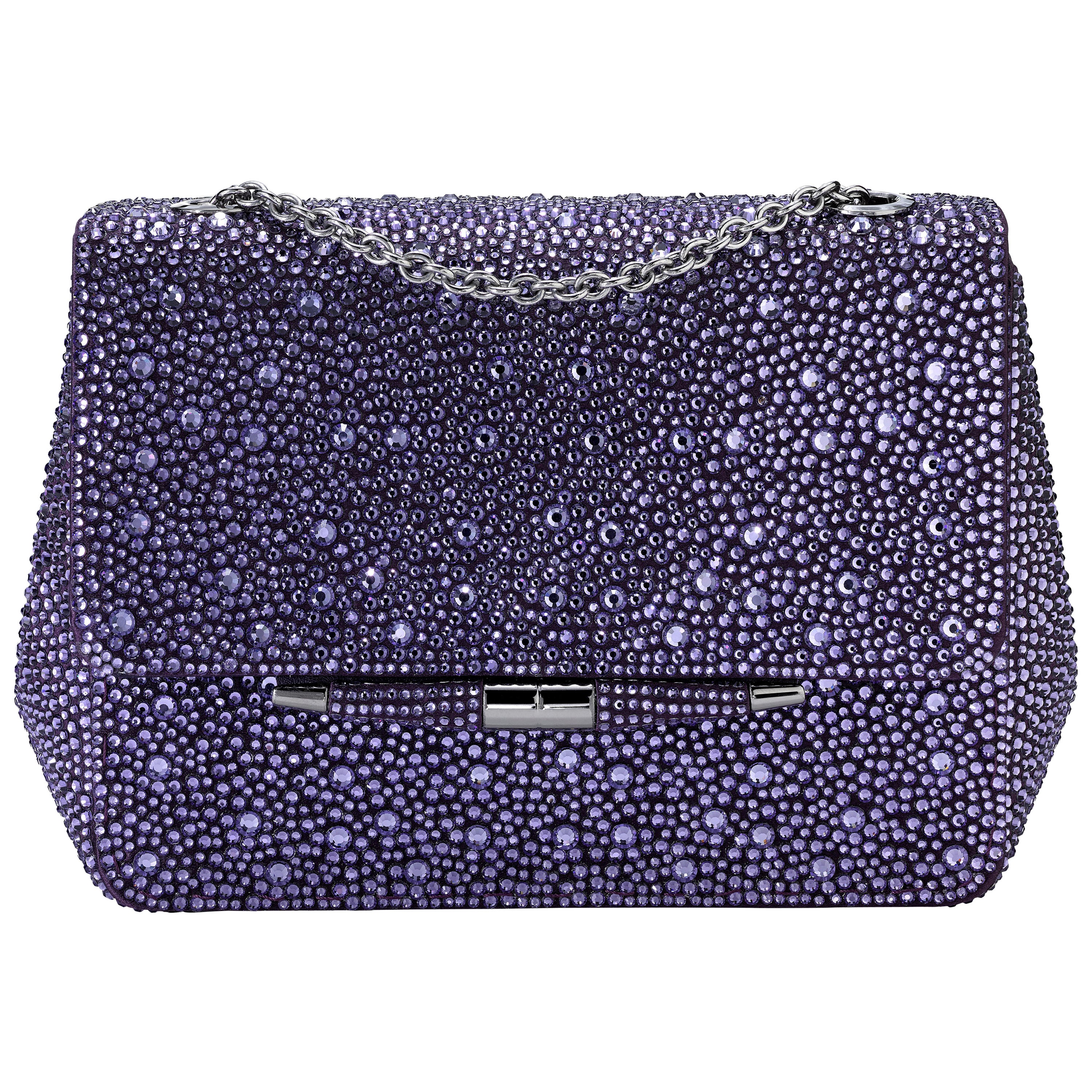 TYLER ELLIS Tiffany Classica Handbag Petite in Purple Crystal &Gunmetal Hardware