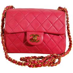 1996 Vintage Chanel Mini Bag - pink leather