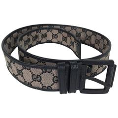 Gucci black wide logo canvas & leather belt M