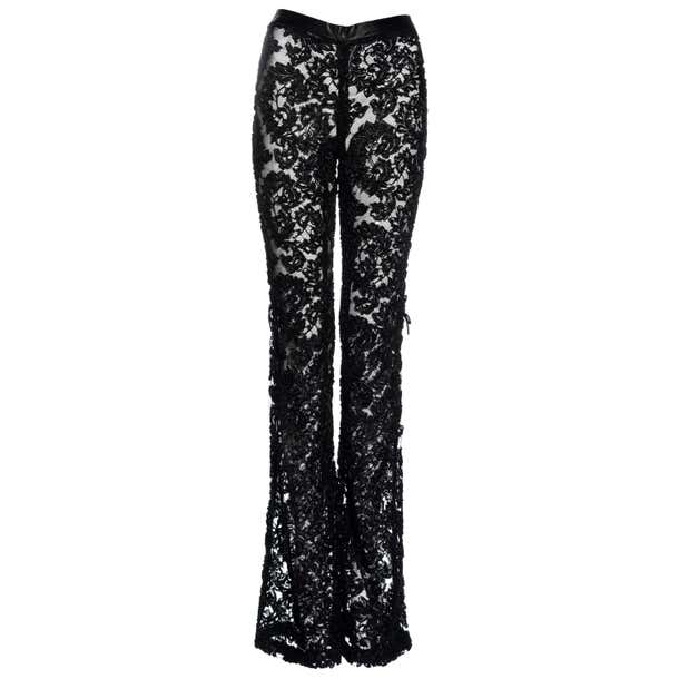 Gucci by Tom Ford black floral lace flared pants, fw 1999 at 1stDibs ...