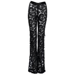 Gucci by Tom Ford black floral lace flared pants, fw 1999