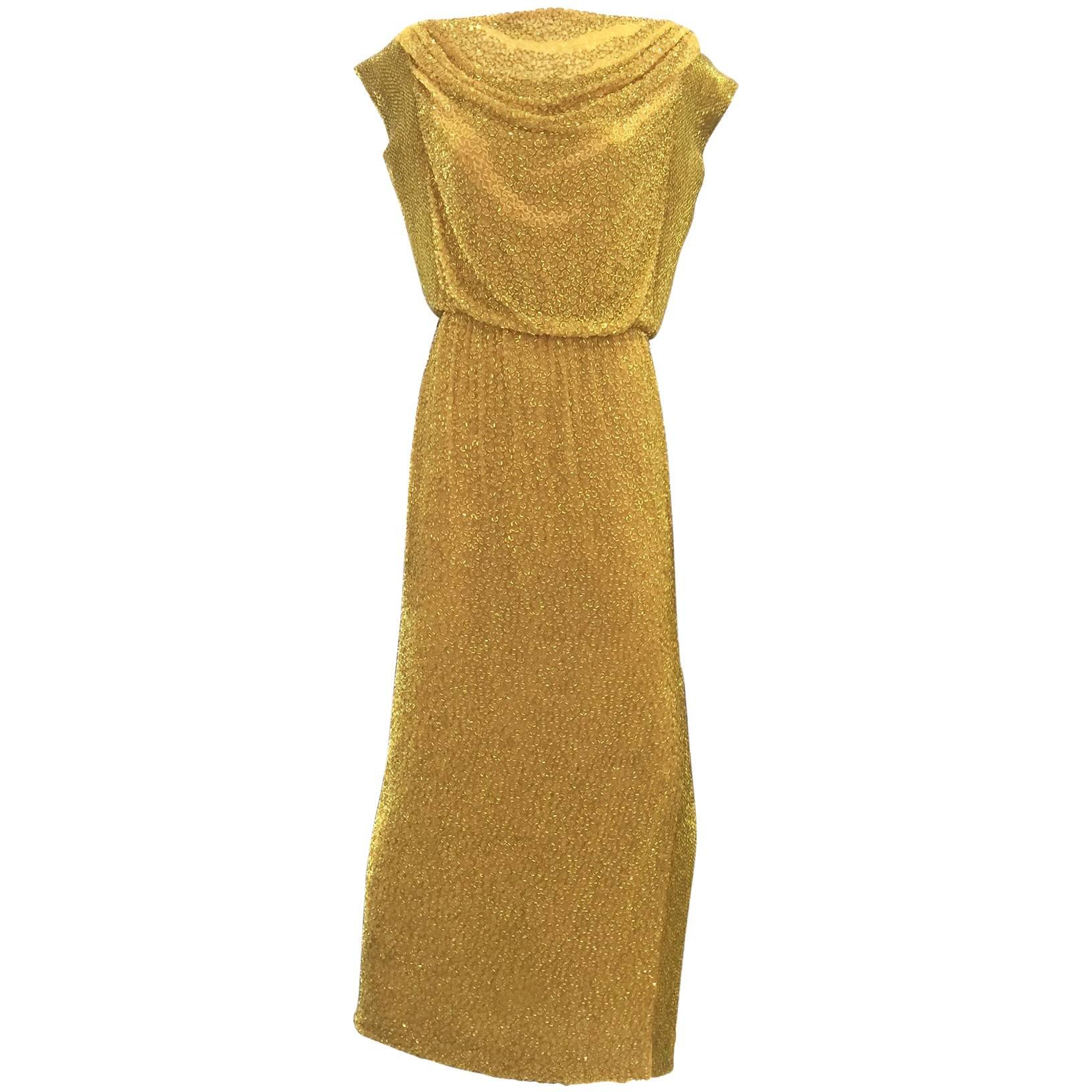 1980s Bob Mackie yellow beaded gown