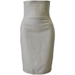 Gianni Versace Biege High Waisted Linen Skirt