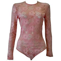 Rare Gianni Versace Istante Pink Lace Bodysuit