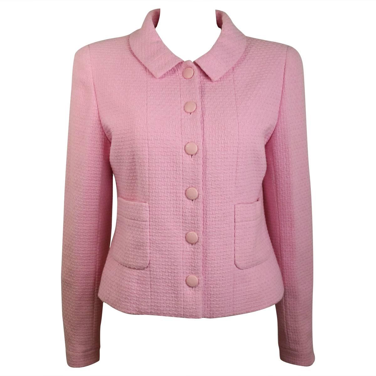 Chanel Classic Pink Tweed Boucle Cropped Jacket