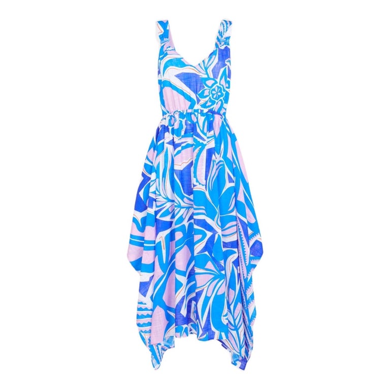 NEW Emilio Pucci Signature Tropical Print Midi Dress Gown 38 For Sale ...