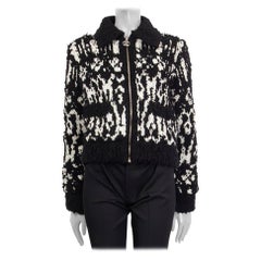 CHANEL black & white cashmere blend 2019 KNIT BOMBER Jacket 40 M