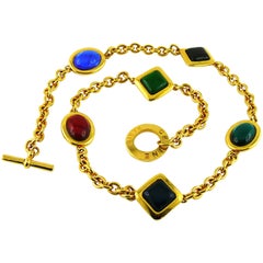 Celine Vintage Necklace/Belt with Multicolored Glass Cabochons