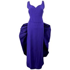 Carolina Herrera Purple Silk Bustle Gown c. 1990