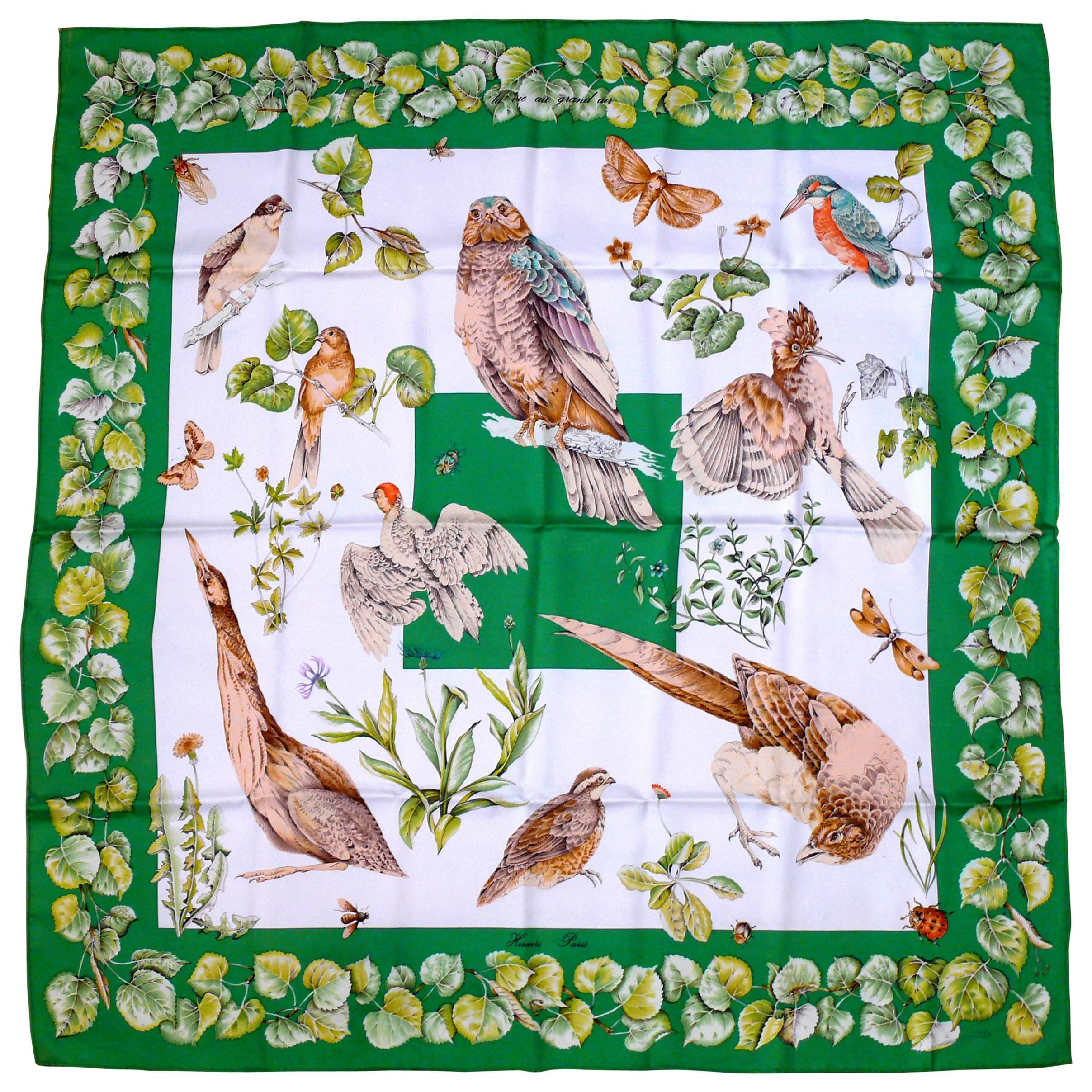 Hermes Vintage 1990s Silk Carre Scarf "La Vie au Grand Air" by Antoine Jacquelot