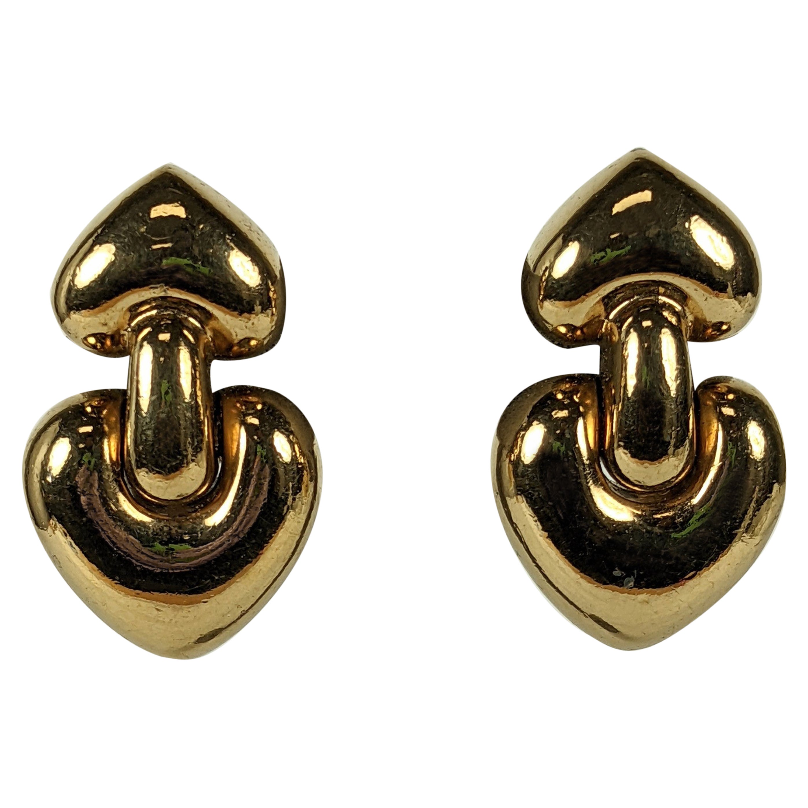 Bulgari Style Gold Door Knocker Earrings, Ciner