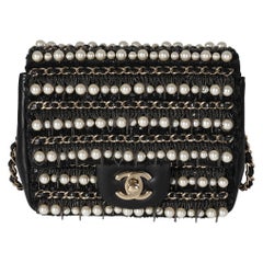 Chanel Black Pearl & Chains Quilted Mini Flap