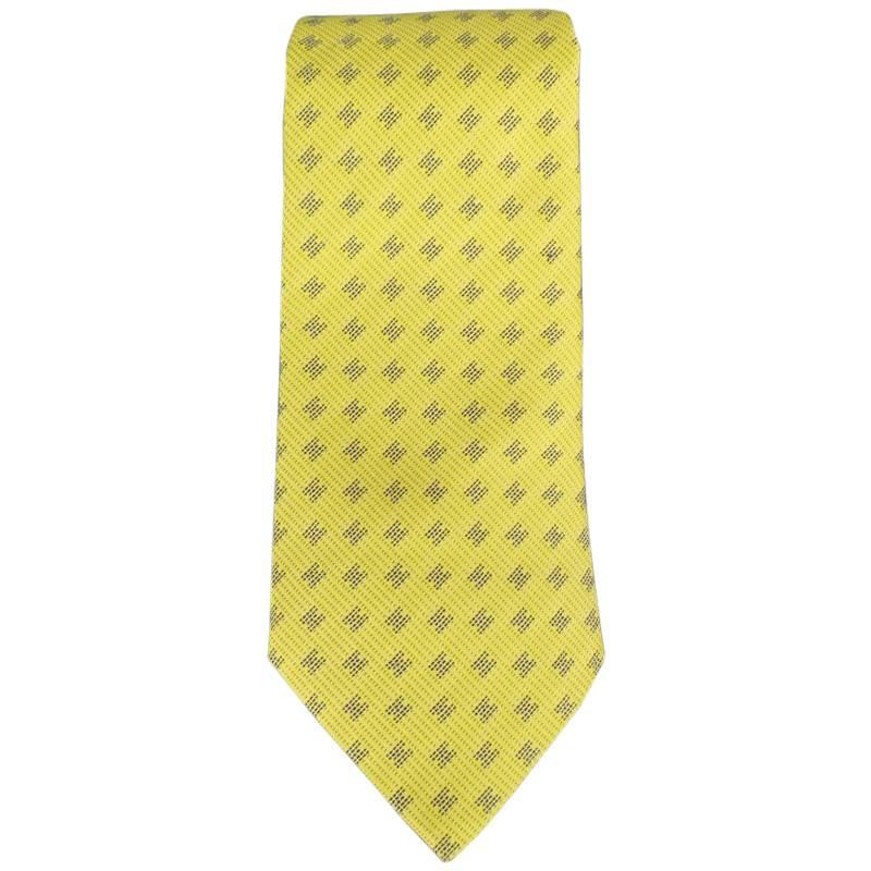 HERMES Yellow H Print Silk Tie
