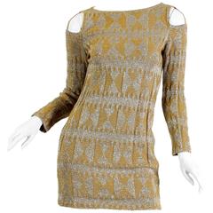1960s Rudi Gernreich Silver and Gold Metallic Body-con Mini Dress