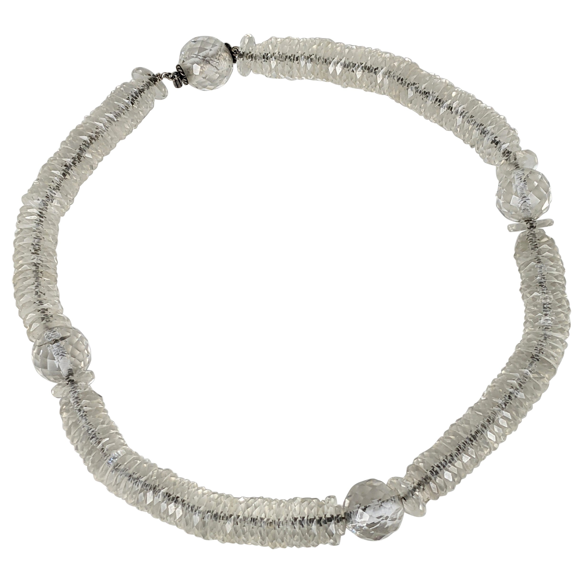  French Art Deco Crystal Rondelle Necklace For Sale