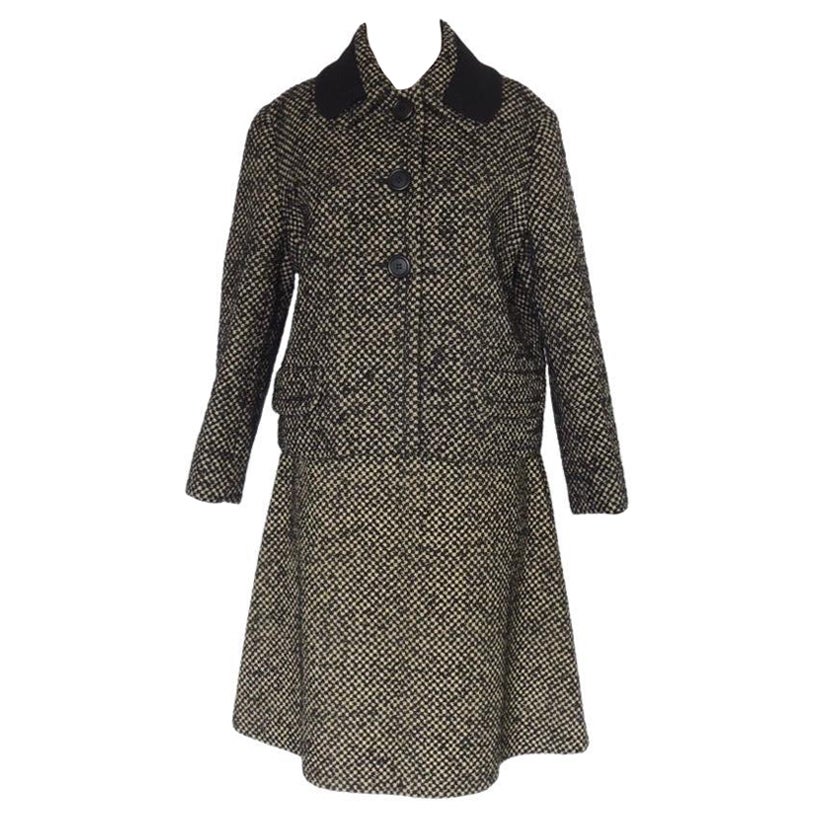 Prada Wool Check Skirt Suit For Sale