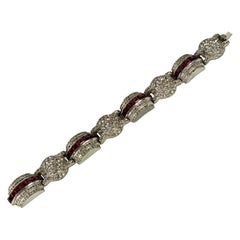 Vintage Art Deco Pave and Channel Set Ruby Bracelet