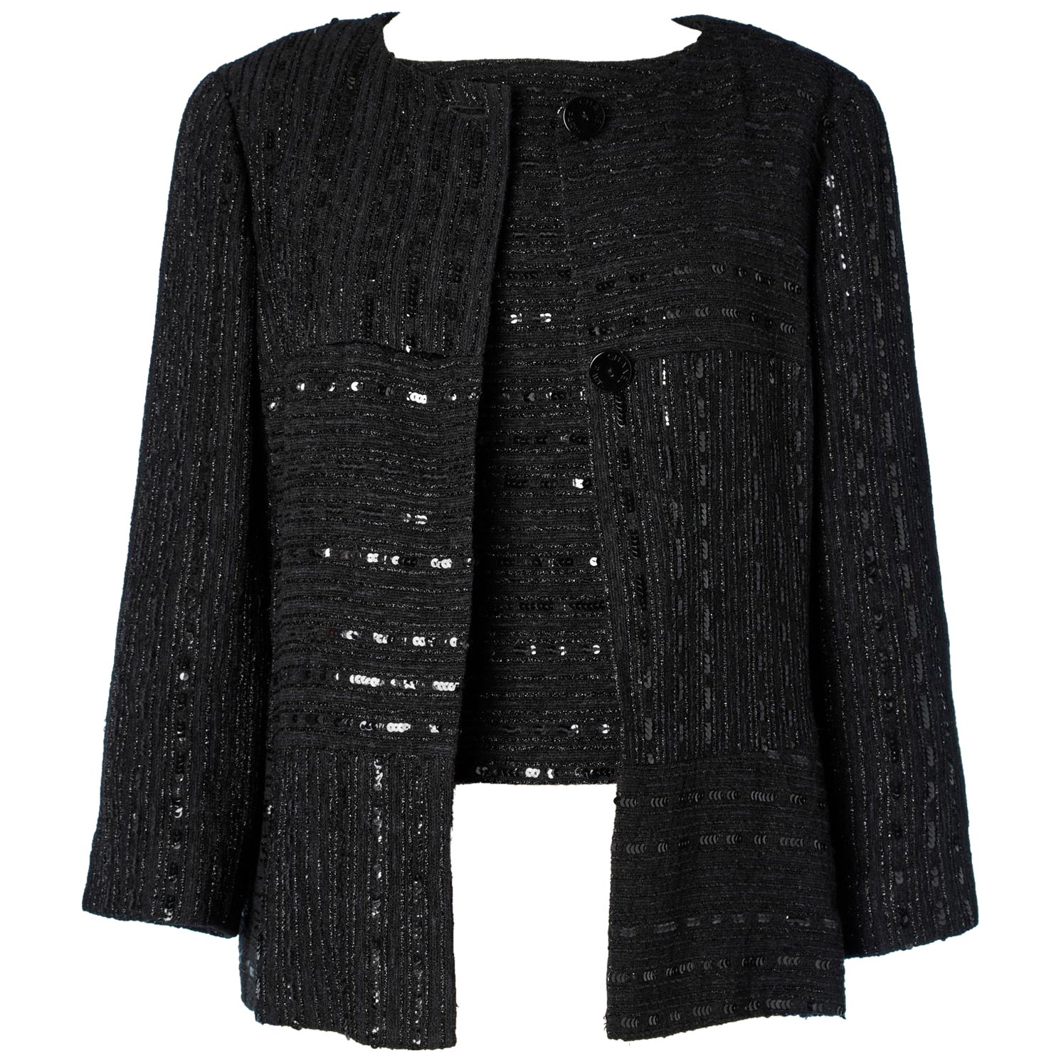 Black jacket and top ensemble in wool, lurex and sequins Chanel  For Sale