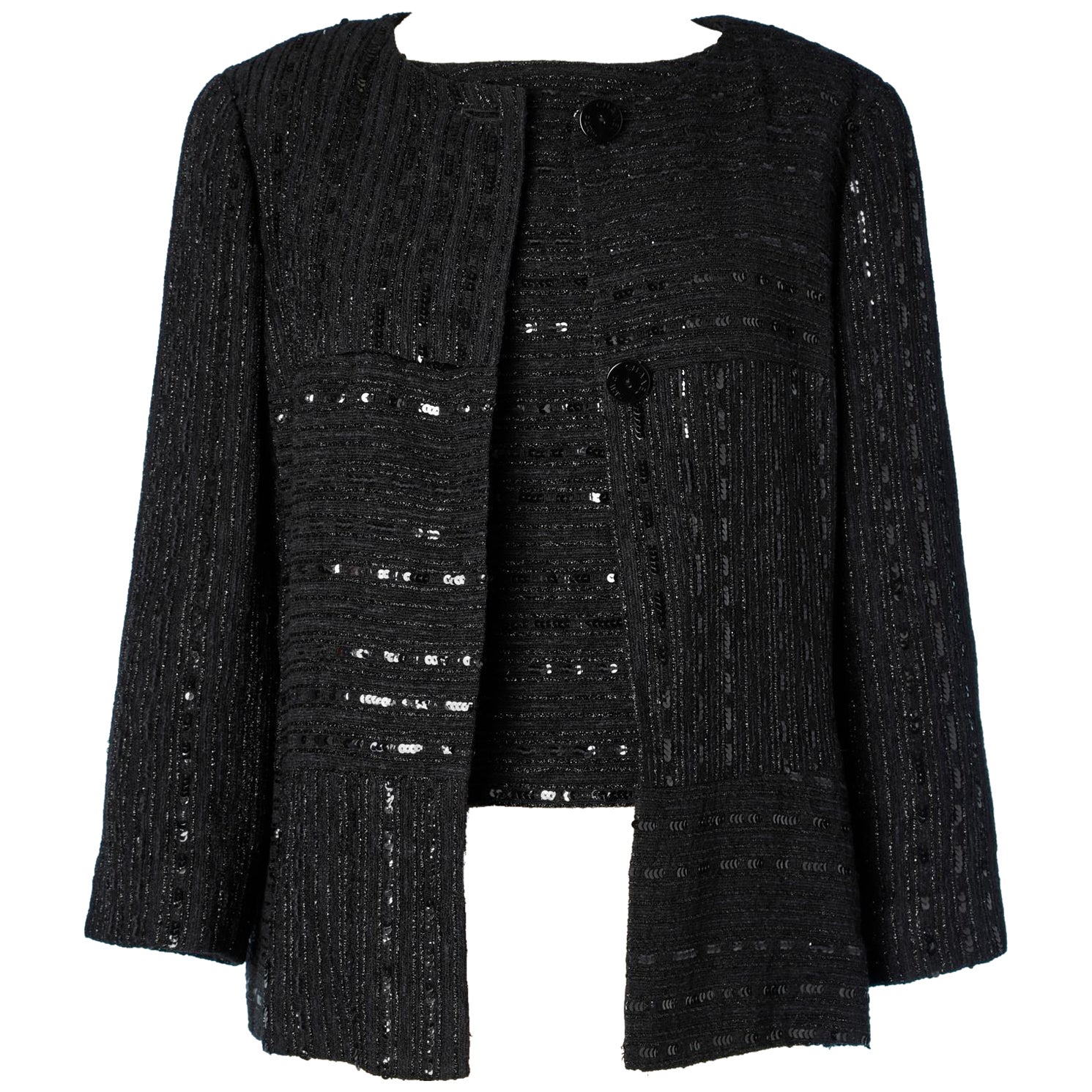 Giacca nera e top in lana, lurex e paillettes Chanel