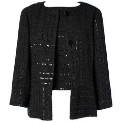 Black jacket and top ensemble in wool, lurex and sequins Chanel 