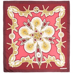 Hermes Red Silk Scarf Les Eperons by Francoise de la Perriere