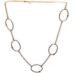 Timeless Elegance  5 Circle Sterling Silver Necklace With Gold Polish