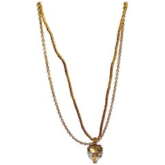 Timeless Elegance Sterling Silver Necklace with Golden Rope & Crystal Heart