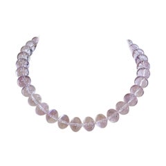 Lavender Amethyst Rondelle Beaded Necklace with Interlocking Ring Clasp