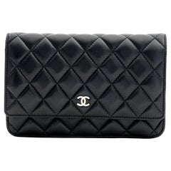 Chanel Wallet on Chain WOC Quilted Lambskin Black Silver