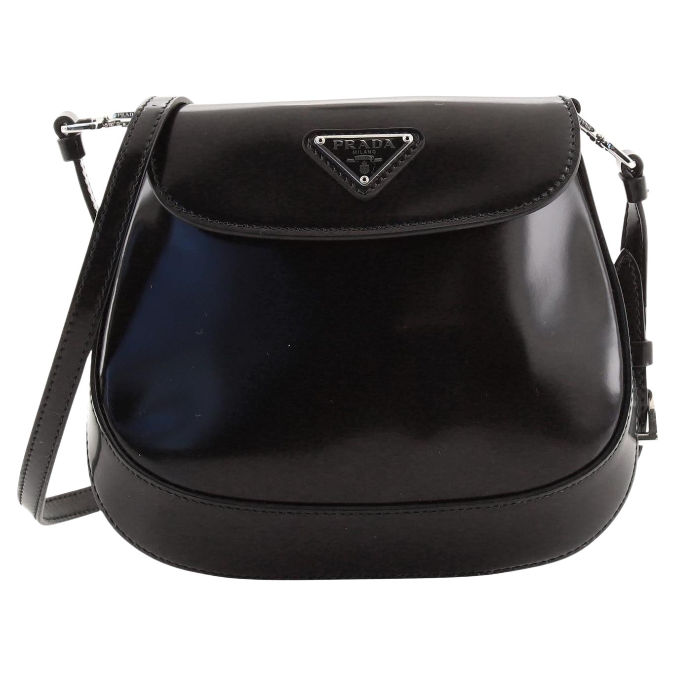 Prada Cleo brushed leather shoulder bag with flap